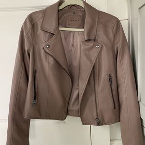 Faux leather hooded jacket